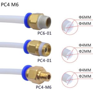 PC4-M6 Pneumatic Coupler for 3D Printer PTFE Tubes product image