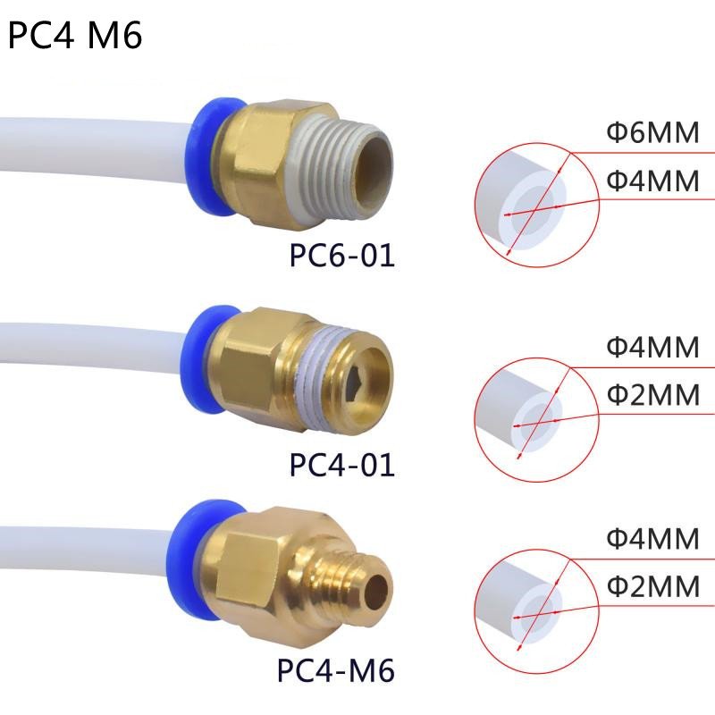 PC4-M6 Pneumatic Coupler for 3D Printer PTFE Tubes product image