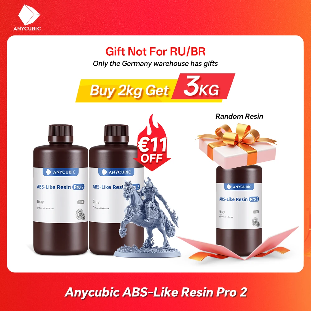 ANYCUBIC ABS Pro 2 Resin 405nm Photosensitive Polyresin High Precision with Minimal Shrinkage for LCD 3D Printer