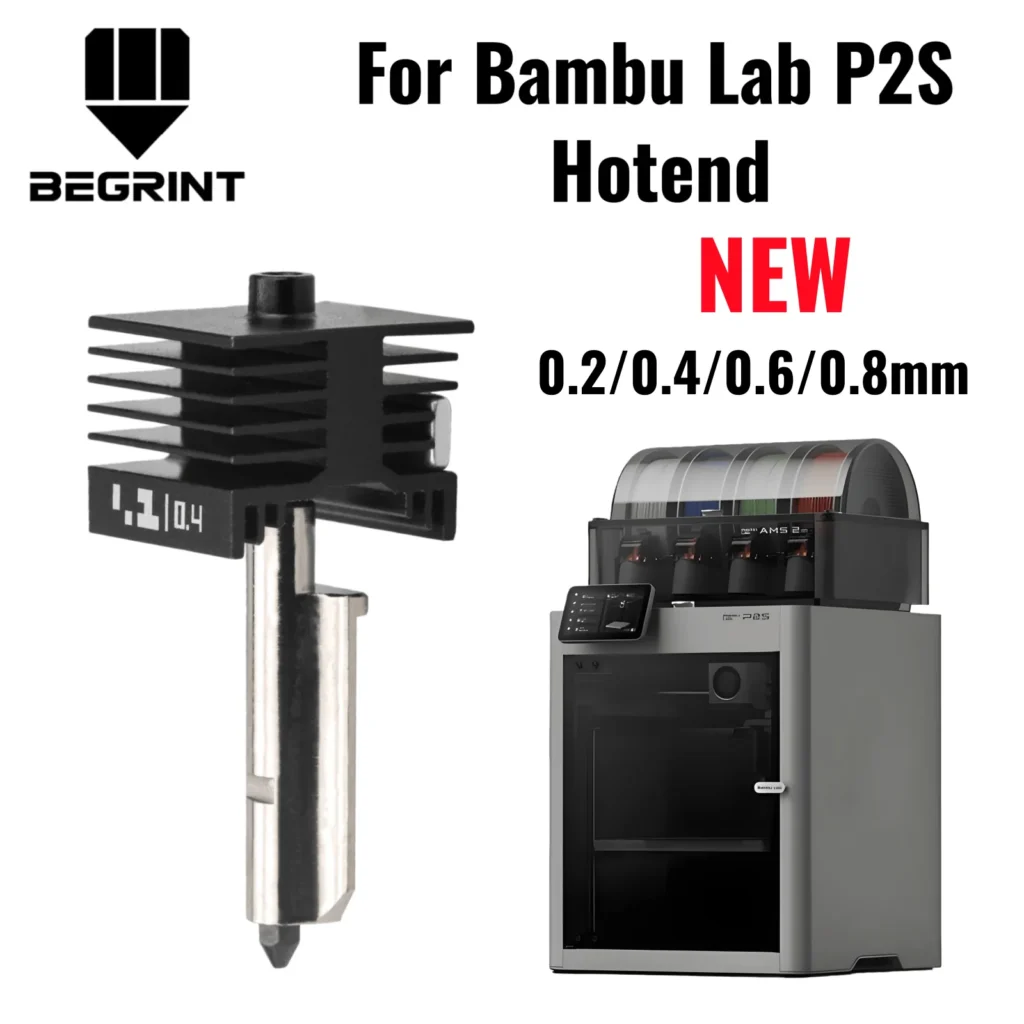 For Bambu Lab P2S X2D Upgraded Hotend 0.2/0.4/0.6/0.8mm Hardened Steel Nozzle Replace Hot End Bambulab P2S 3D Printer Print Head