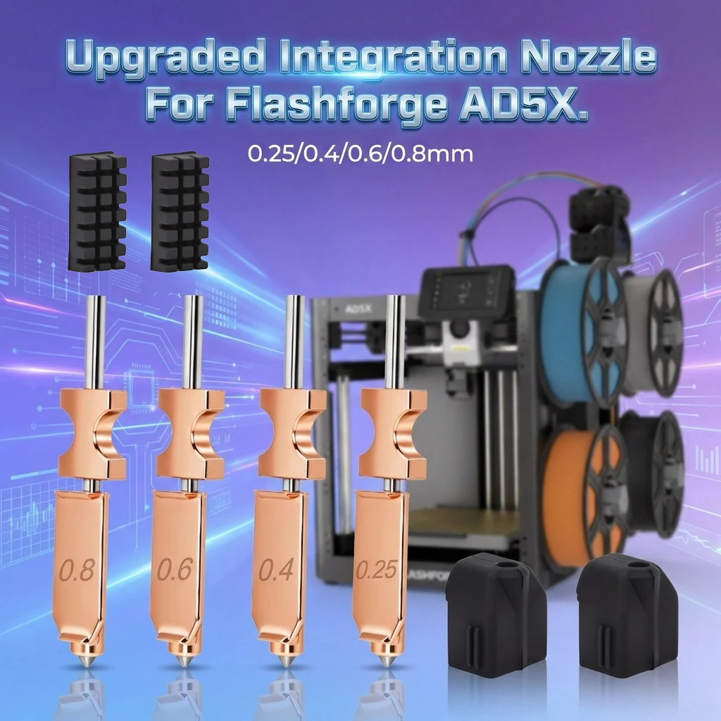 For Flashforge AD5X Nozzle Upgrade Detachable 0.4 0.6 0.25 0.8mm For Hotend Extruder Quick Release Heater Block 3D Printer Parts