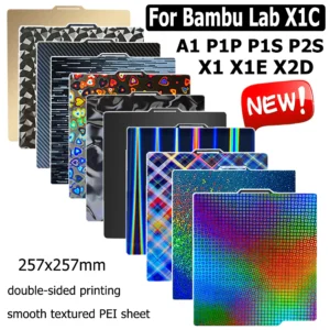 For Bambu Lab Build Plate P1P P1S A1 X1 X1-Carbon PEI Sheet Spring Steel Double Sided Heated Bed for Bambulab Bamboo P2S X1C X2D