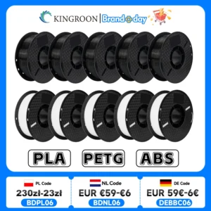 KINGROON 10KG PLA/ ABS/ PETG Filament 1.75mm Black White Gray , Wholesale 10 Rolls PLA ABS PETG Plastic For 3D Printer