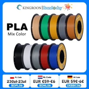 KINGROON PLA Filament 1.75mm 5/10KG PLA Plastic For 3D Printer, Standard 1kg/roll 3D Printing Filaments Mix Color Local Shipping