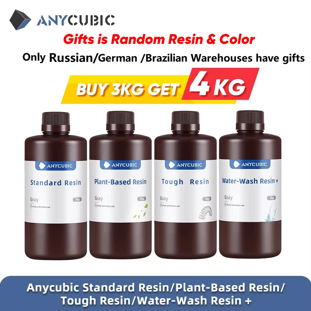 ANYCUBIC Standard Water Wash Resin/Tough Plant UV Resin For LCD 3D Printer 405nm Liquid Photopolymer Sensitive Resin 3D Printing