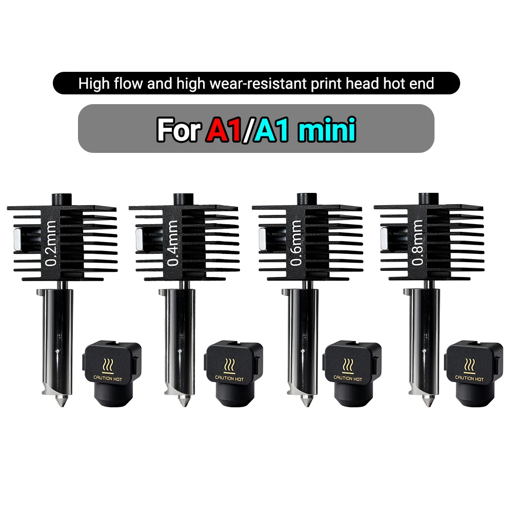 Lab A1 Hotend Kit One Piece Assembly Hardened Steel Nozzle 0.2/0.4/0.6/0.8mm Upgraded Hot End for Lab A1 mini 3D Printer Parts