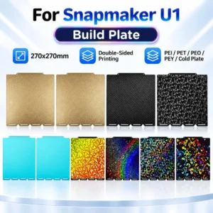 PEI Build Plate for Snapmaker U1 3D Printer 270x270mm Double Sided Spring Steel Sheet PET Cold Plate Removable Printing Platform